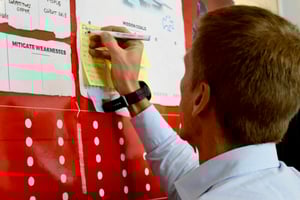 Man writing on board