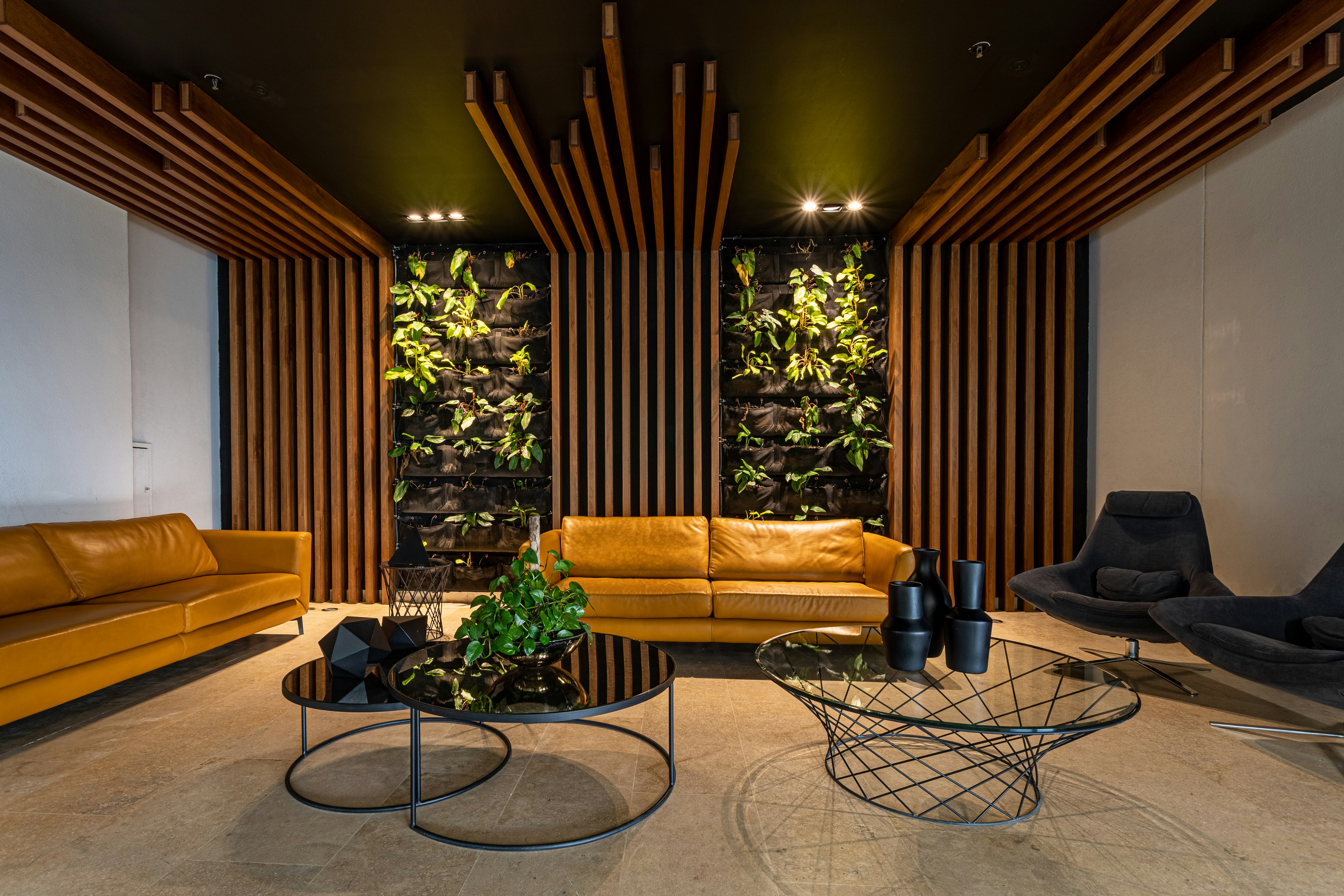 hotel lobby with 2 chairs